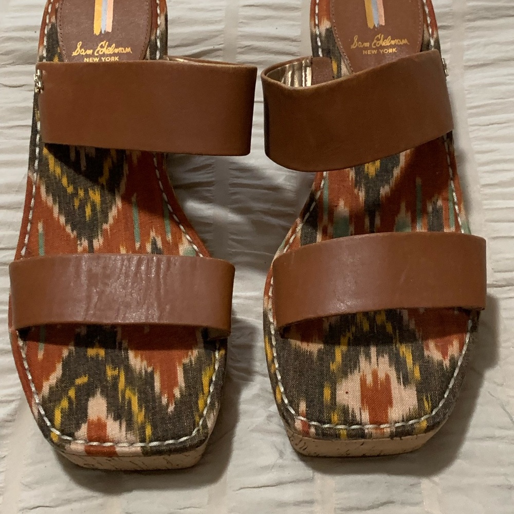 Sam Edelman Tan and Patterned Women's Sandals
